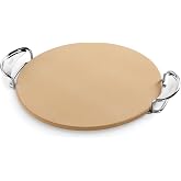 Weber&reg; Gourmet BBQ System Pizza Stone with Carry Rack, 16.7" | Cordierite Stone for Crispy Pizza on Weber&reg; Grills - Grill Accessories