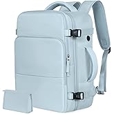Rinlist Travel Backpack for Men Women, Carry on Backpack Flight Approved, Personal Item Backpack Bag on Airplanes,Backpacks for Traveling, Travel Essentials,Light Blue
