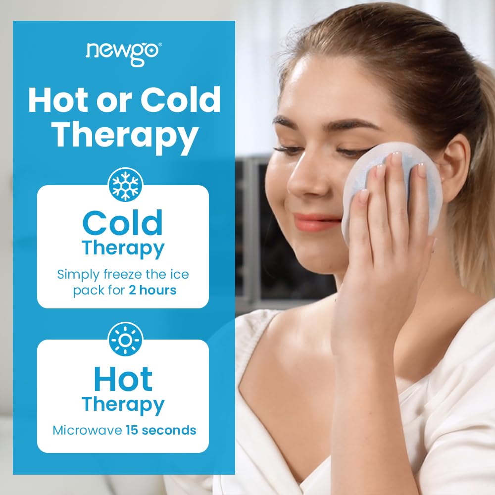 NEWGO Small Ice Packs for Injuries, 6 Pack Round Ice Packs for Face, FSA Eligible, Hot Cold Pack Circular Cold Compress with Cloth Backing & Sleeve for Pain Relief, Toothaches