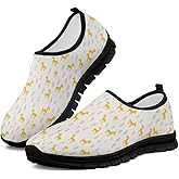 HERCHA Fashion Yellow Women Flat Shoes for Office Work No Laces Round Toe Lightweight Mesh Comfort Shoes for Women Slip On Sneakers with Arch Support Daily Wear Summer
