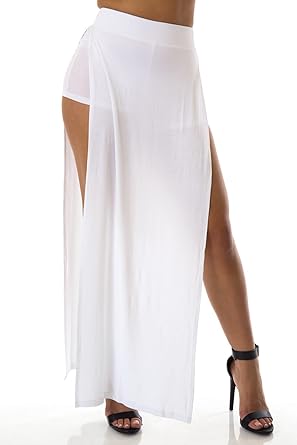white double split maxi skirt