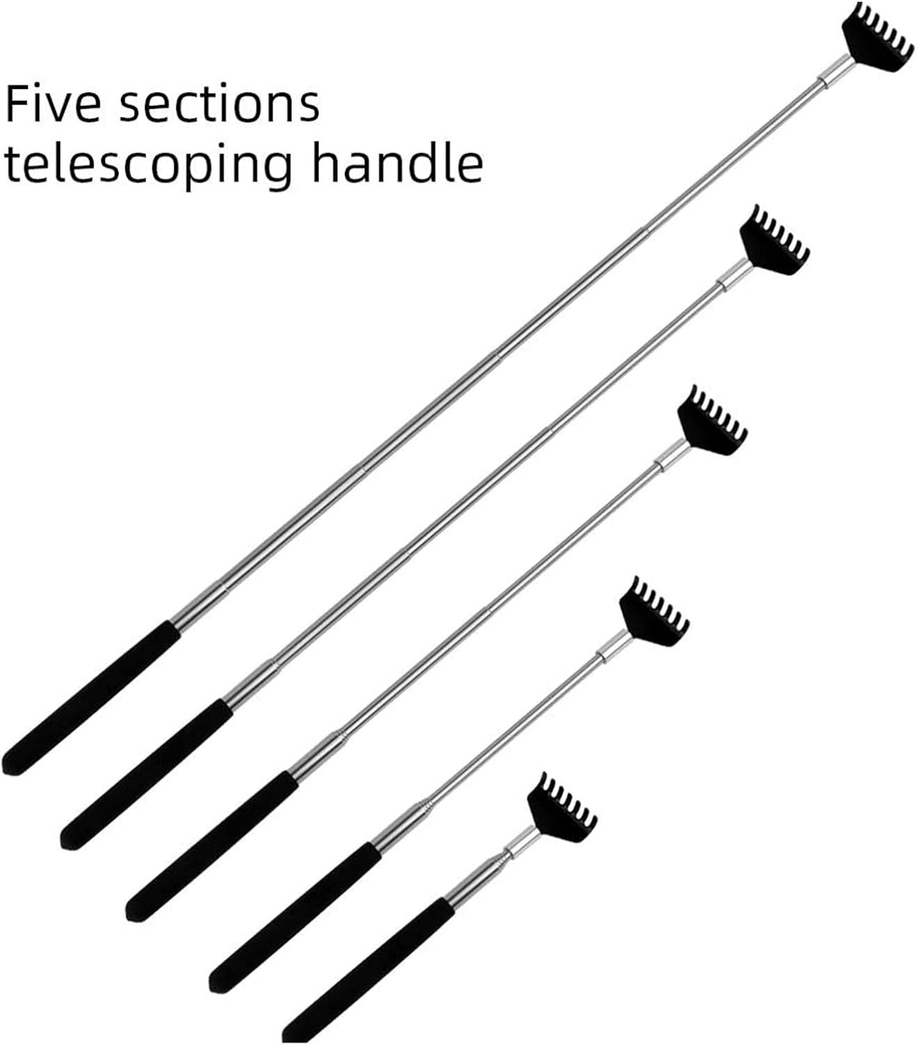 Back Scratcher, WOVTE 3 Pack Black Portable Extendable Stainless Steel