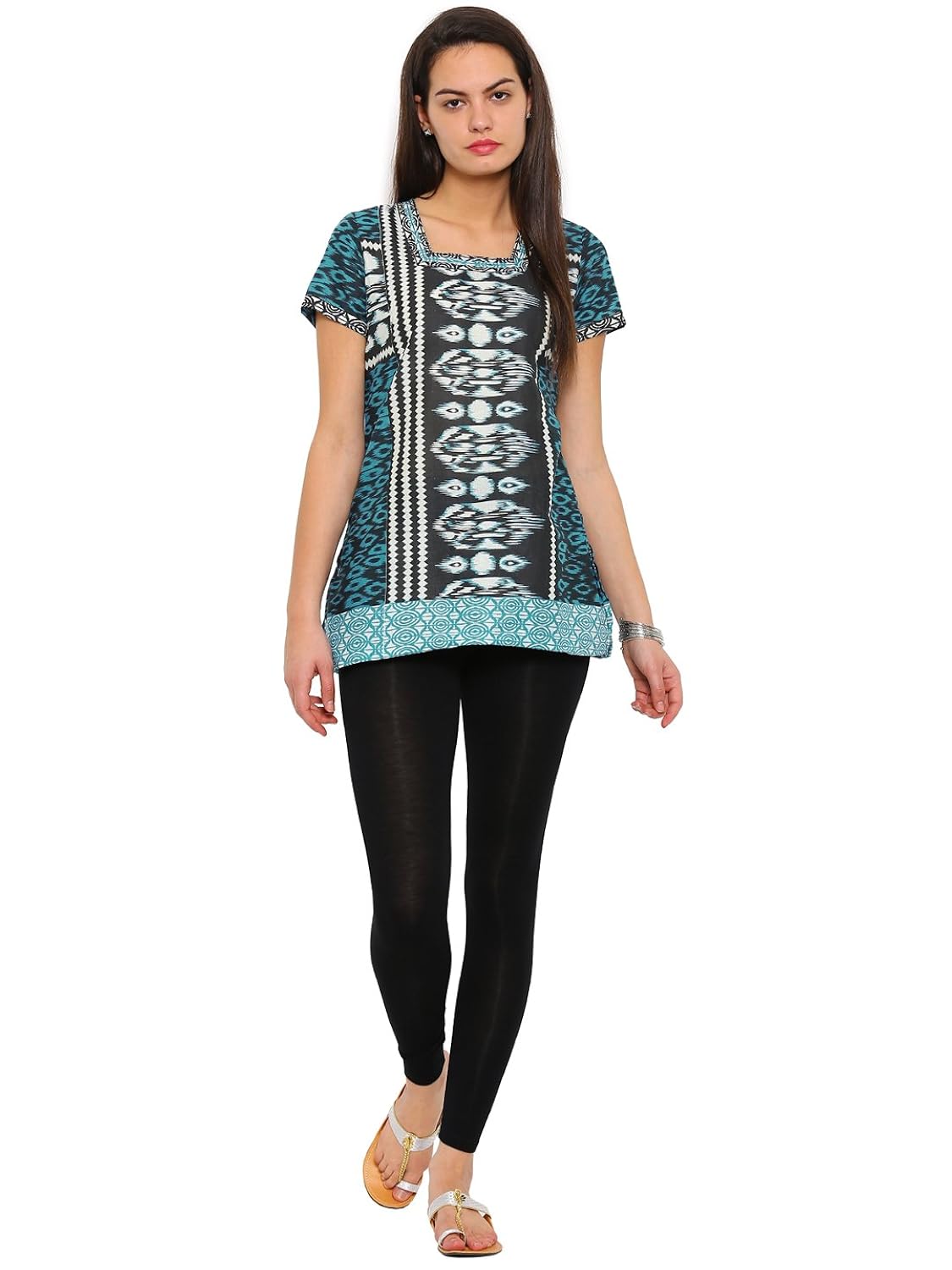 de moza ladies leggings ankle length solid viscose lycra gold