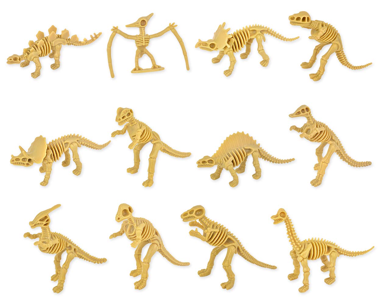 SCSpecial 12 Pieces Dinosaur Fossils for Kids Assorted Dino Bones Skeleton Toy Figures PVC Made for Science Play Rewards Dino Sand Dig Party Favor