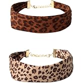 LeopardXL 2-Pack Leopard Print Faux Suede Choker Necklace-30CM