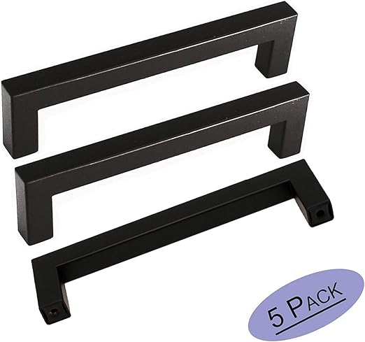 5pack Goldenwarm Black Square Bar Cabinet Pull Drawer Handle