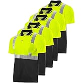JORESTECH Safety Polo Shirt with Reflective Stripes, Yellow/Lime Top and Black Bottom, ANSI/ISEA Compliant