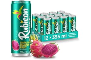 Rubicon Sparkling Dragon Fruit Beverage | Pack of 12, 355 ml Cans | Fruit Flavour Carbonated Drink | 90 Calories per Can | Ma