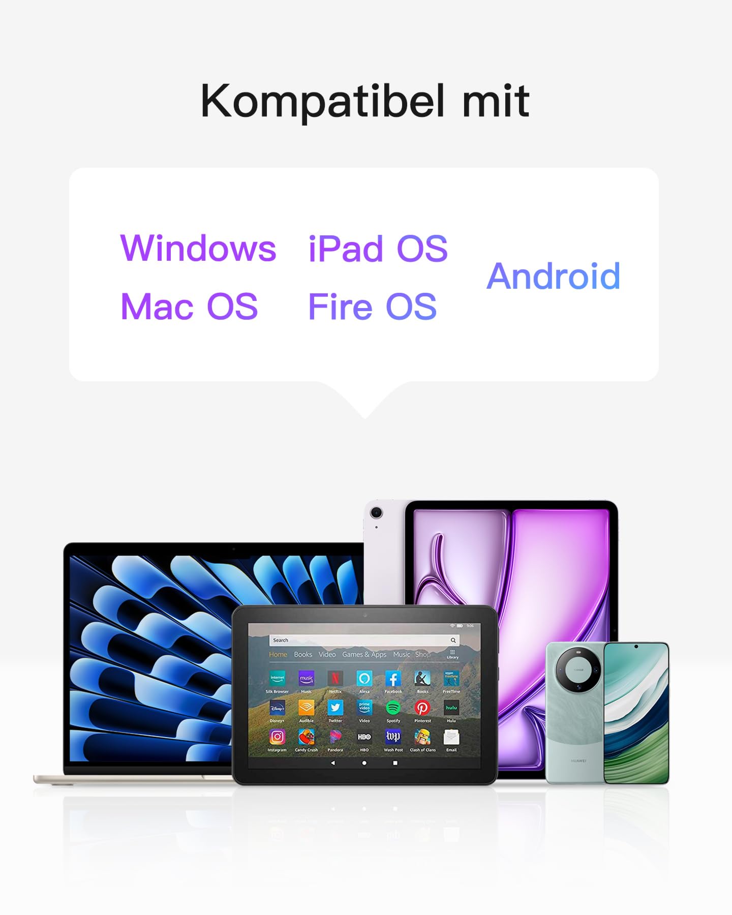 Inateck Tablet Tastatur mit Touchpad, Ultraleichte Tastatur Kabellose QWERTZ Deutsch mit Trackpad, kompatibel mit iPad/Tablet/Windows/Laptop/PC,KB01105 5