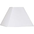 White Linen Large Square Lamp Shade 7" Top x 17" Bottom x 13" Slant x 12" High (Spider) Replacement with Harp and Finial - Springcrest