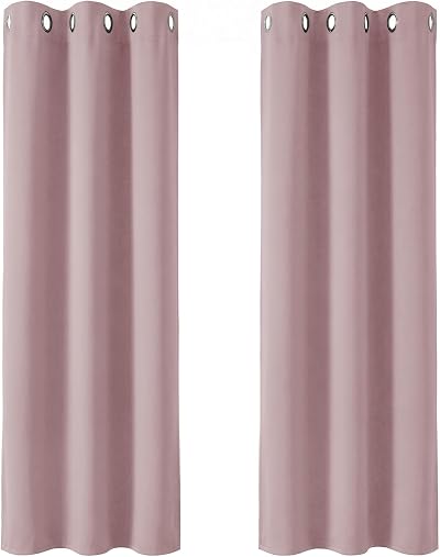 Deconovo Curtains Thermal Insulated Blackout 2 Panels Pink 42 x 90 Inch
