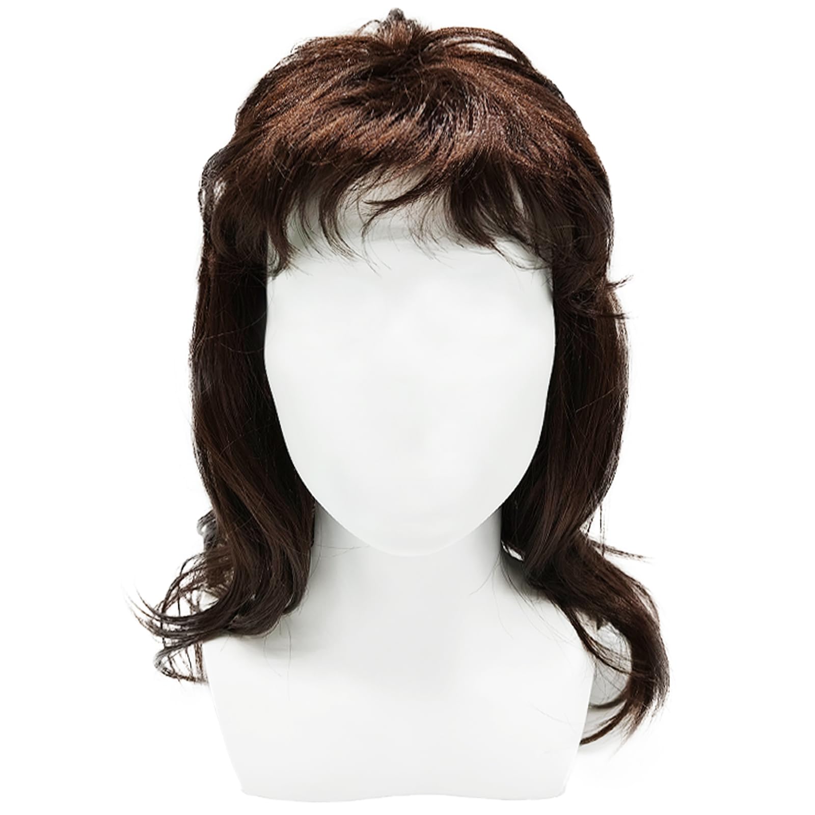FUIPVGI Men's Wig Brown Curly,Mens Short Wig Layered,Men's Rocker wig, Mens wigS for Adult,Natural Synthetic Cosplay Hair,for Hippie Rocking Dude Punk Metal Rocker Wigs(Brown)