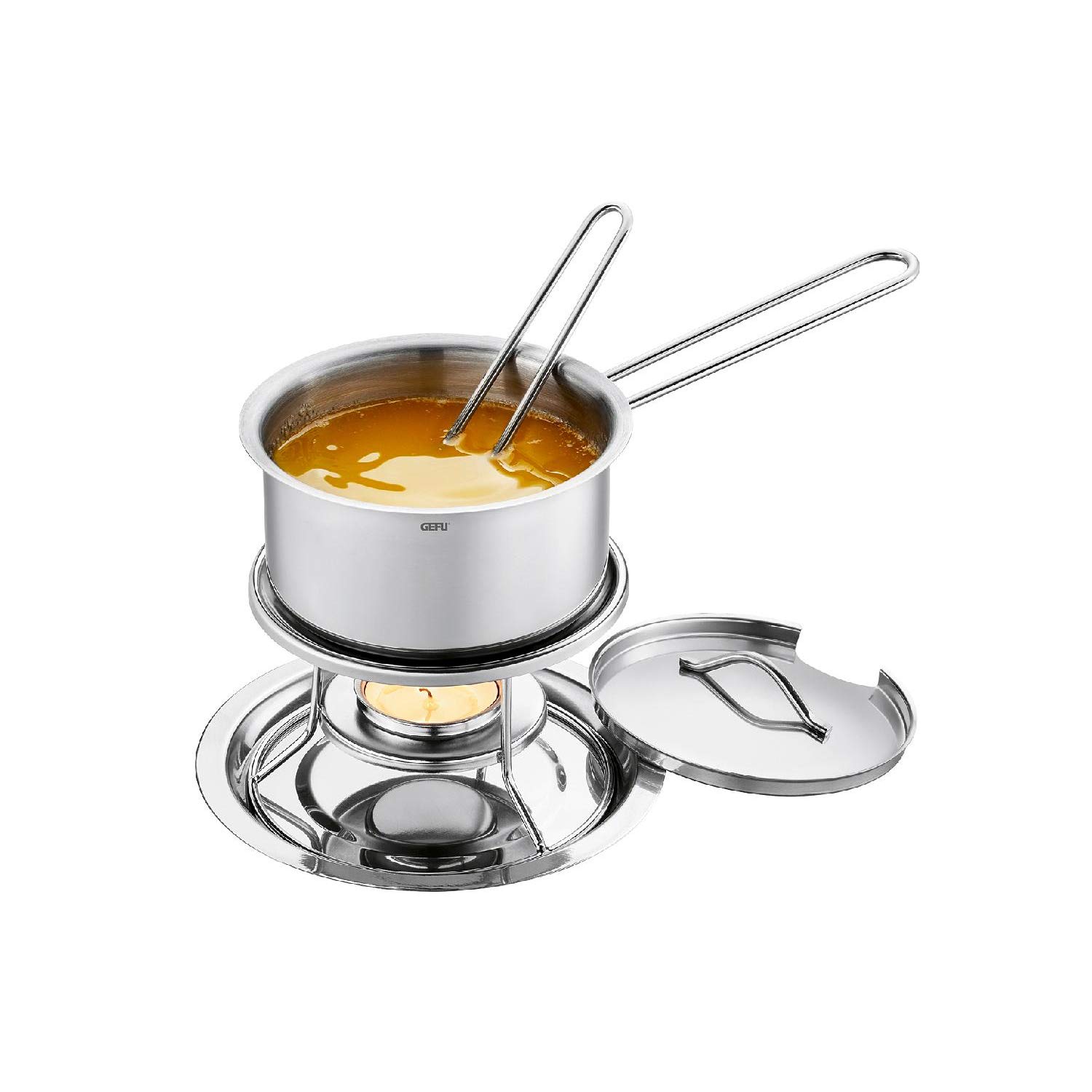 GEFU Set of 6 Caloric Sauce Warmer and Butter Dish in Stainless Steel