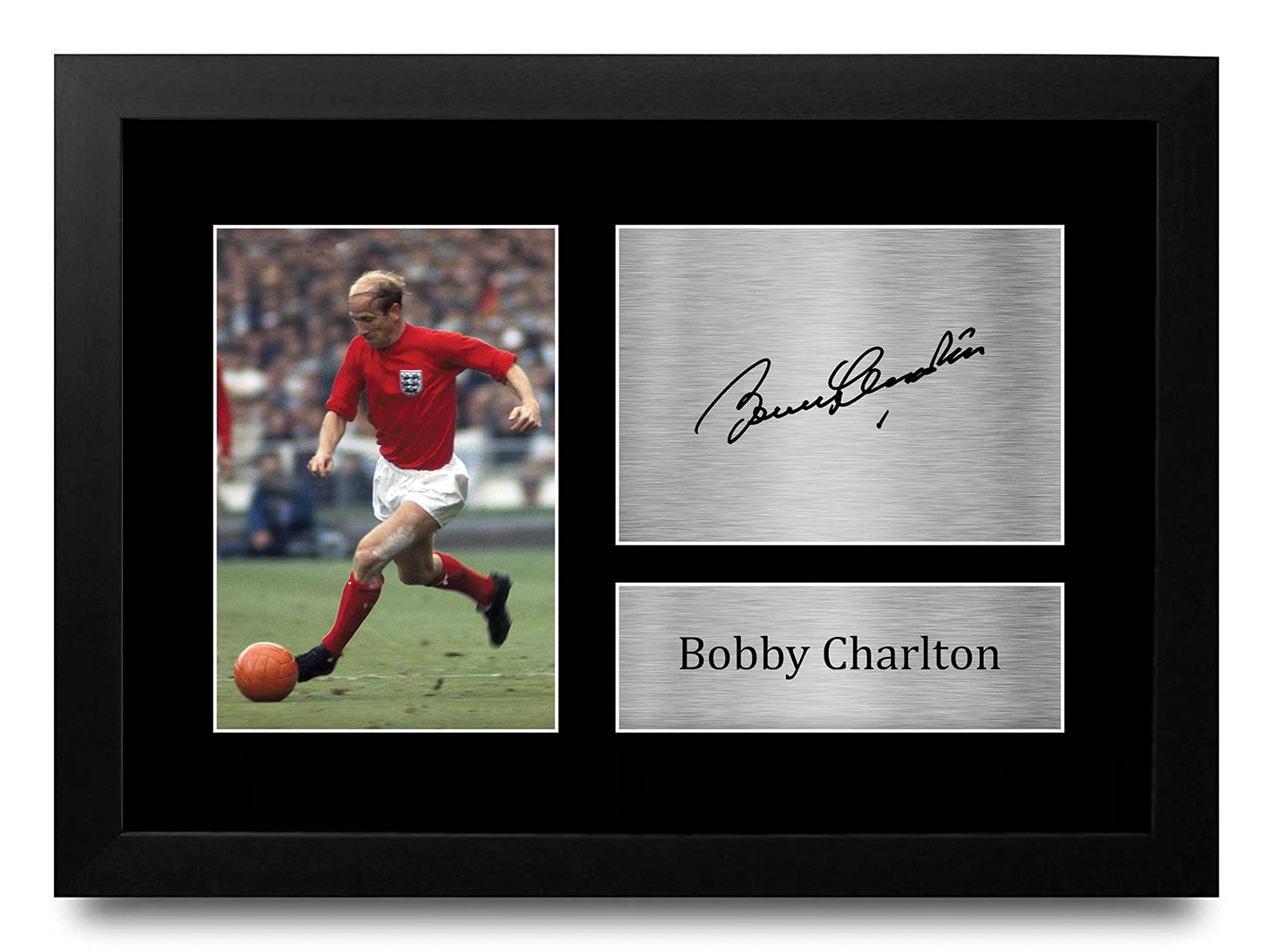 HWC Trading FR A4 Bobby Charlton England Gifts Printed Signed Autograph Picture for Football Fans and Supporters - A4 Framed