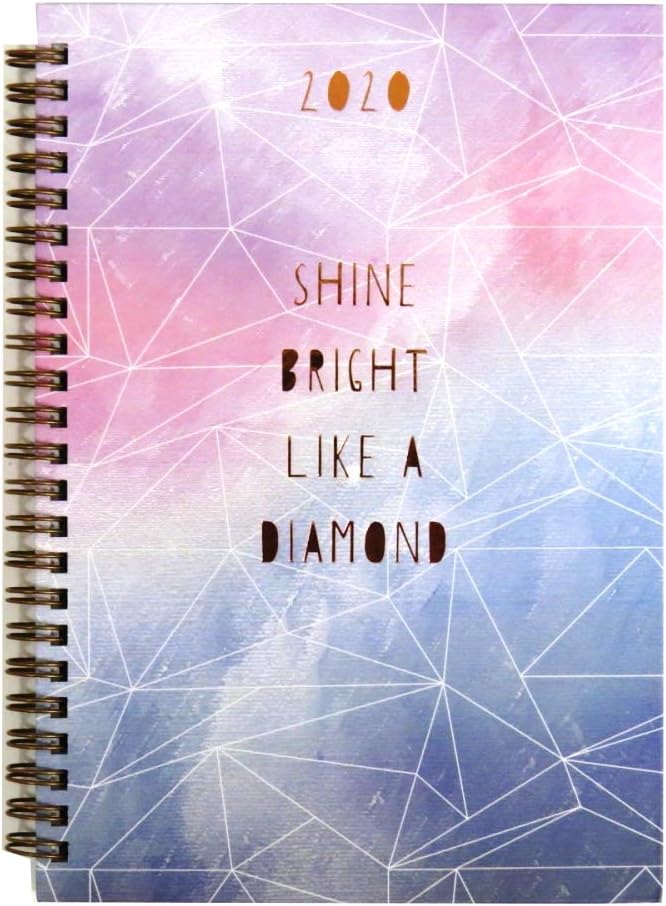 2020 Wirebound Glam A5 Week to View Diary, 2 Designs, Size 210mm x 148mm (Bright Like a Diamond)