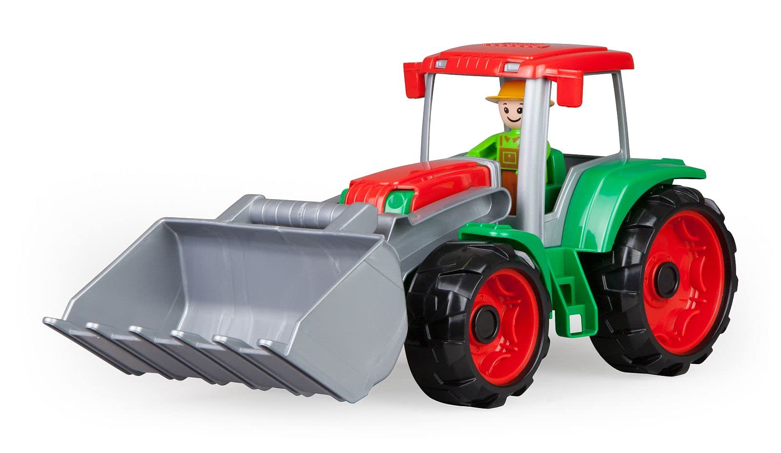 Lena 04417 - TRUXX front-shovel loader, commercial vehicle approx. 35 cm, tractor with shovel play figure, for children from 2 years, play vehicle set green, red