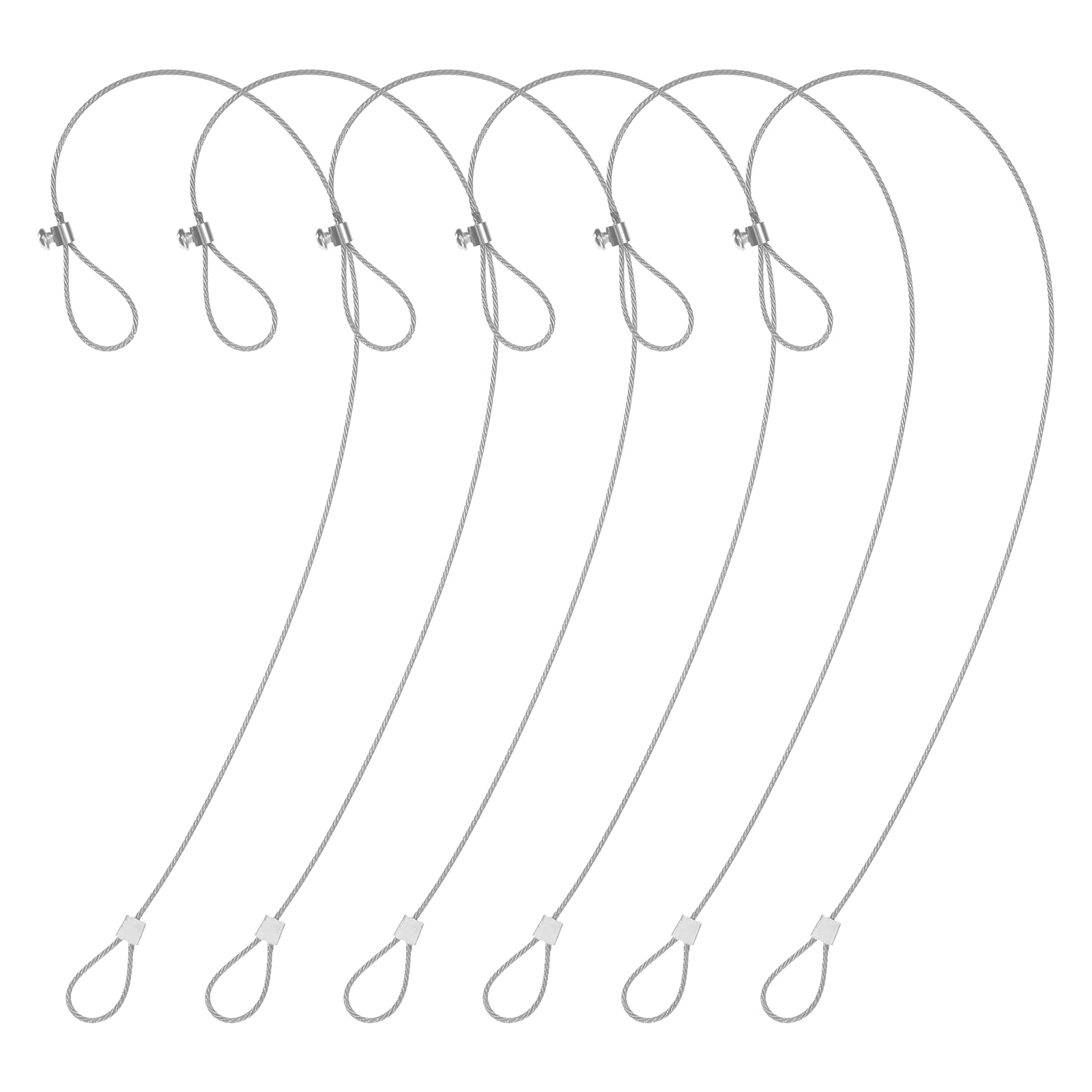 Photo 1 of 19 Inch Silver Gate Latch Pull 6 Pieces Stainless Steel Gate Cable Pull Adjustable Gates Latchs Pulls String Cord Fence Gates Lock Opener Wire Cables for Metal Vinyl Backyard Wooden Door