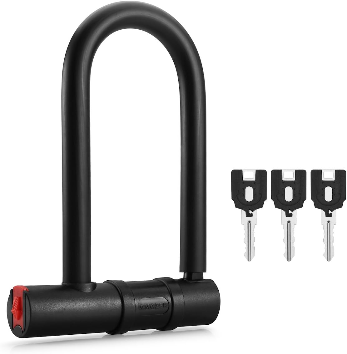 Heavy Duty Bike U Lock with 3 Keys,, Amazer 18mm Heavy Duty U Lock for