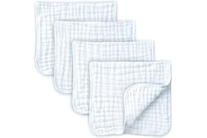KiddyCare Muslin Cotton Burp Cloths, Gentle on Baby Skin, Absorbent Burp Rags & Essential Newborn Stuff for Gentle Infant Care & Daily Use, Must Have Baby Essentials, Washcloths for Newborns 4 Pieces