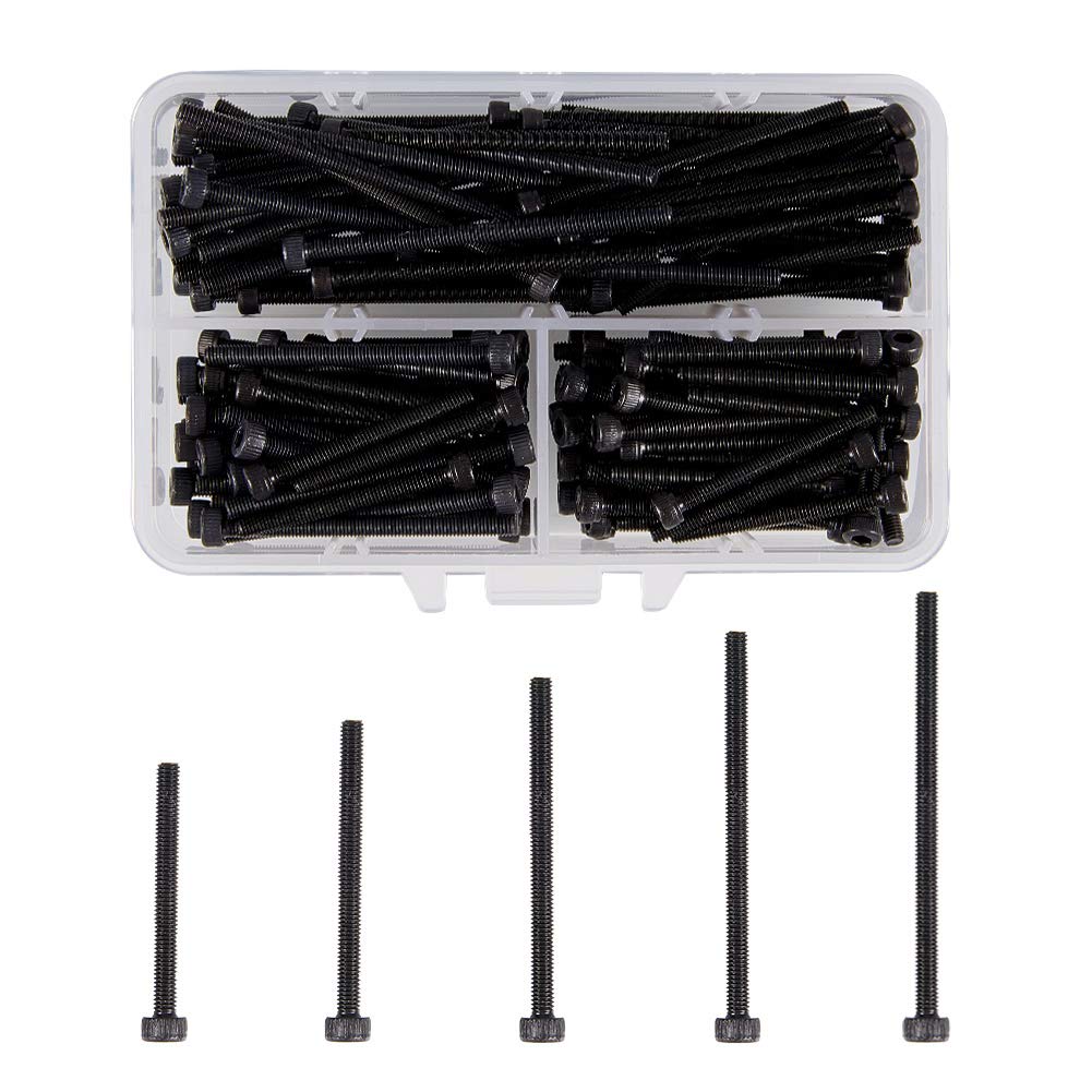 INCREWAY M3 Flat Screw, 150PCS Black Nickel Flat Head Screws M3 Hex Socket Button Head Screw Machine Screws Kit(30/35/40/45/50mm Length)