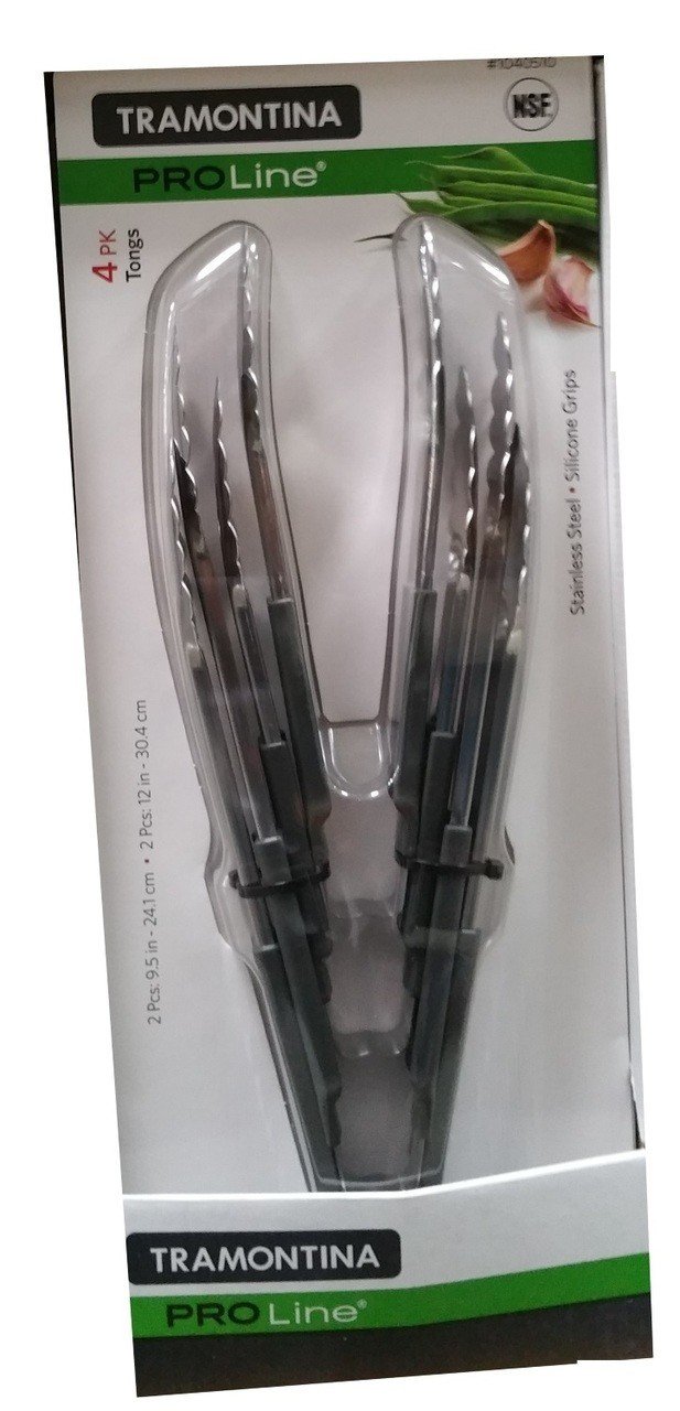 Tramontina Pro Line Stainless Steel Food Tongs, 4 Pairs