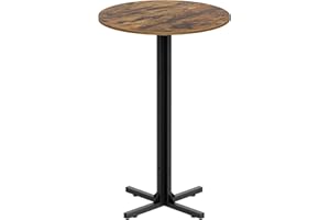 YATINEY Round Bar Table, Counter Height Pub Table, Bar Height Cocktail Table, Versatile Use, for Dining Room, Kitchen, Bar, Pub, Cafe, Rustic Brown and Black BT10BR