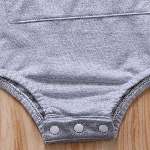 Baby Boys Girls Easter Bunny Long Sleeve Bodysuit Cartoon Animal Rabbit Hooded Romper With Fur Ball (18-24M, Grey) - Thumbnail 3