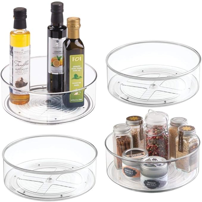 mDesign Plastic Lazy Susan Spinning Food Storage Turntable for