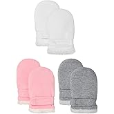 Baby Winter Mittens Newbron Adjustable Stay-On 0-12 Months Warm Gloves Sherpa Lined Fleece Infant Mittens Winter for Boy Girl