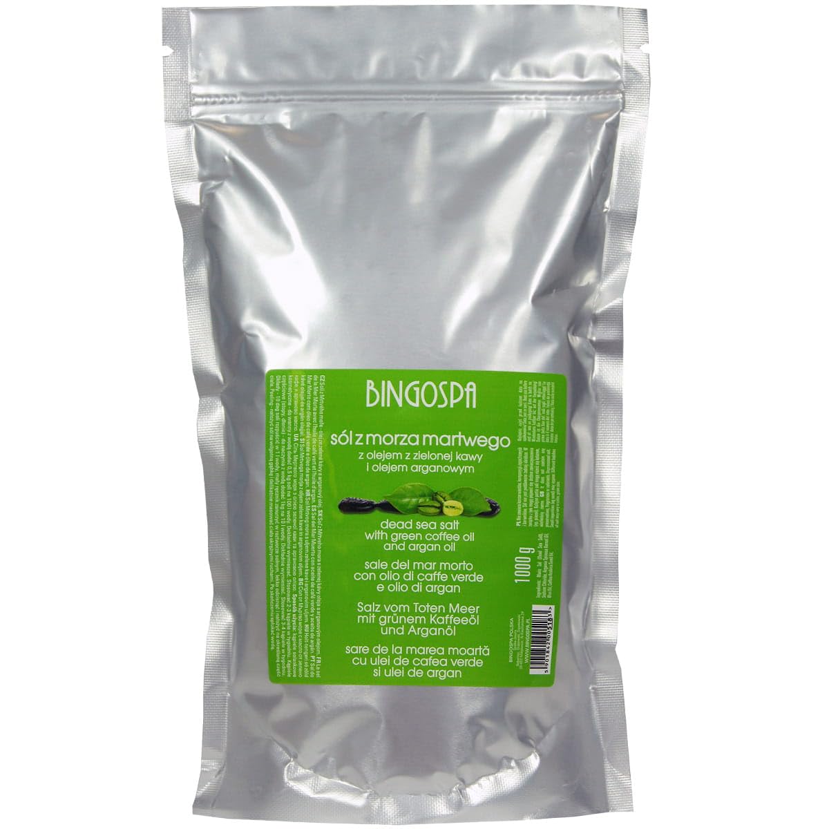 BINGOSPA Anti-aging Dead Sea bath salt with green coffee and argan oil for skin regeneration, skin moisturizing and skin hydration - 1kg