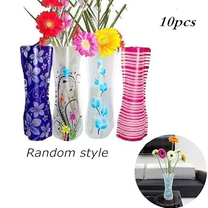 Abcsea Colors Home Decoration Plastic Folding Flower Vase Random
