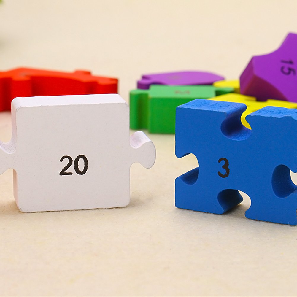 Wooden Blocks Jigsaw Puzzles, Letter & Numbers Puzzles Educational Toys Best Gift for Toddlers Kids Children Boys Girls (Dog+Train)