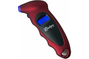 PINKJOY Digital Tire Pressure Gauge 150 PSI, 4 Settings, Tire Gauge for Car, Truck, Motorcycle, Bicycle with Backlit LCD and Non-Slip Grip (Red)