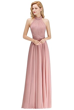 Babyonlinedress® Elegant Damen Ärmellos Rosa Brautjungfernkleid Abendkleid Ballkleid Lang EU 32-46