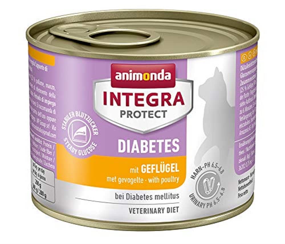 animonda Integra Protect Diabetes cat, diet cat food, wet food for diabetes mellitus, with poultry, 6 x 200g