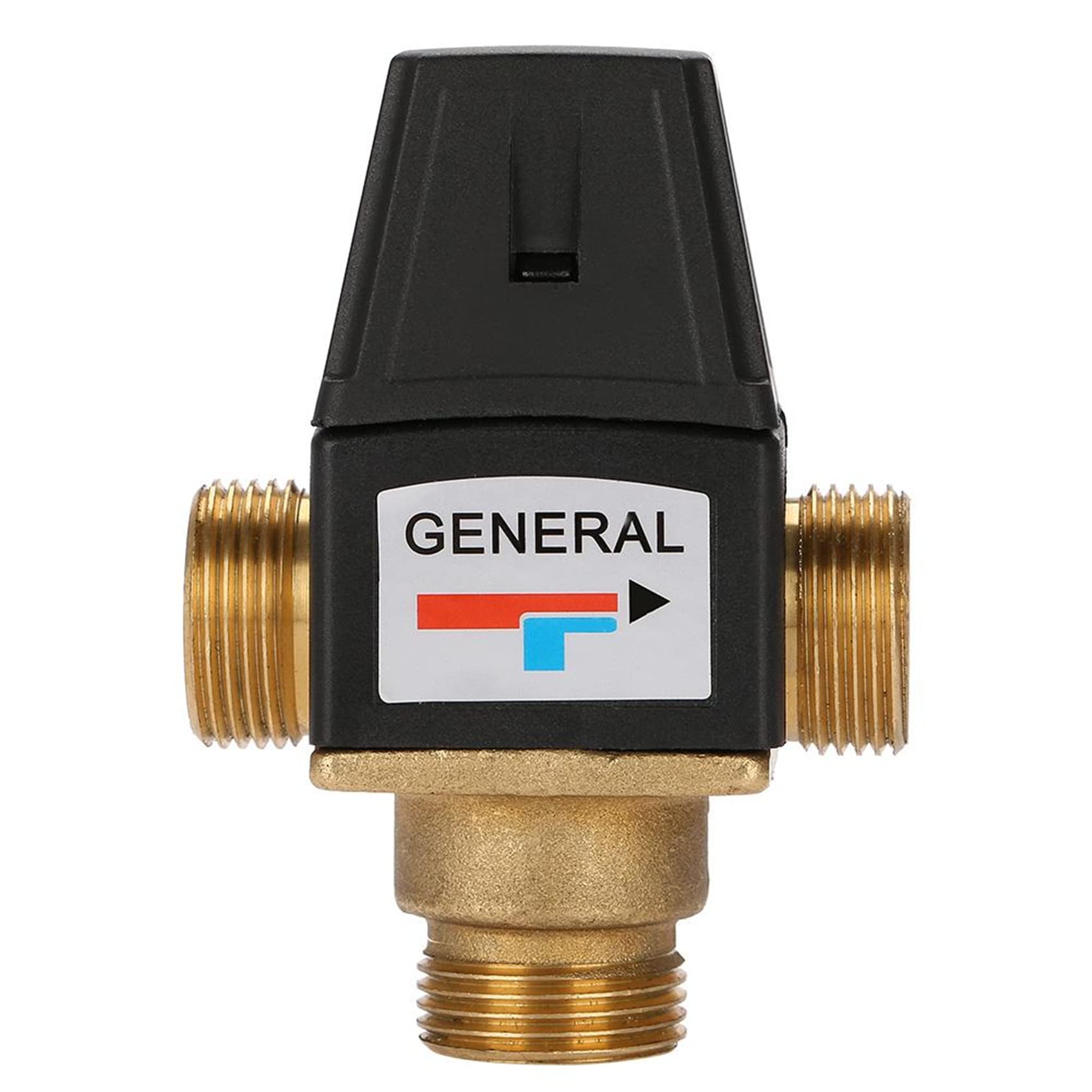 Fyearfly Brass Pressure Reducing Valve, Brass 3 Way DN20 Male Thermostatic Mixing Valve for Shower System Water Temperature Control Pipe Basin Thermostat Control