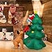 KemperKing 6 Foot Christmas Inflatable Airblown Santa Claus Climbing Tree Chased by Puppy Dog Xmas Blow Up for Holiday Home Outdoor Lawn Yard Decorations