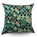 Moslion Mermaid Pillow Cases Decorative with Sequin Teal Mermaid Scales Throw Pillow Covers 18
