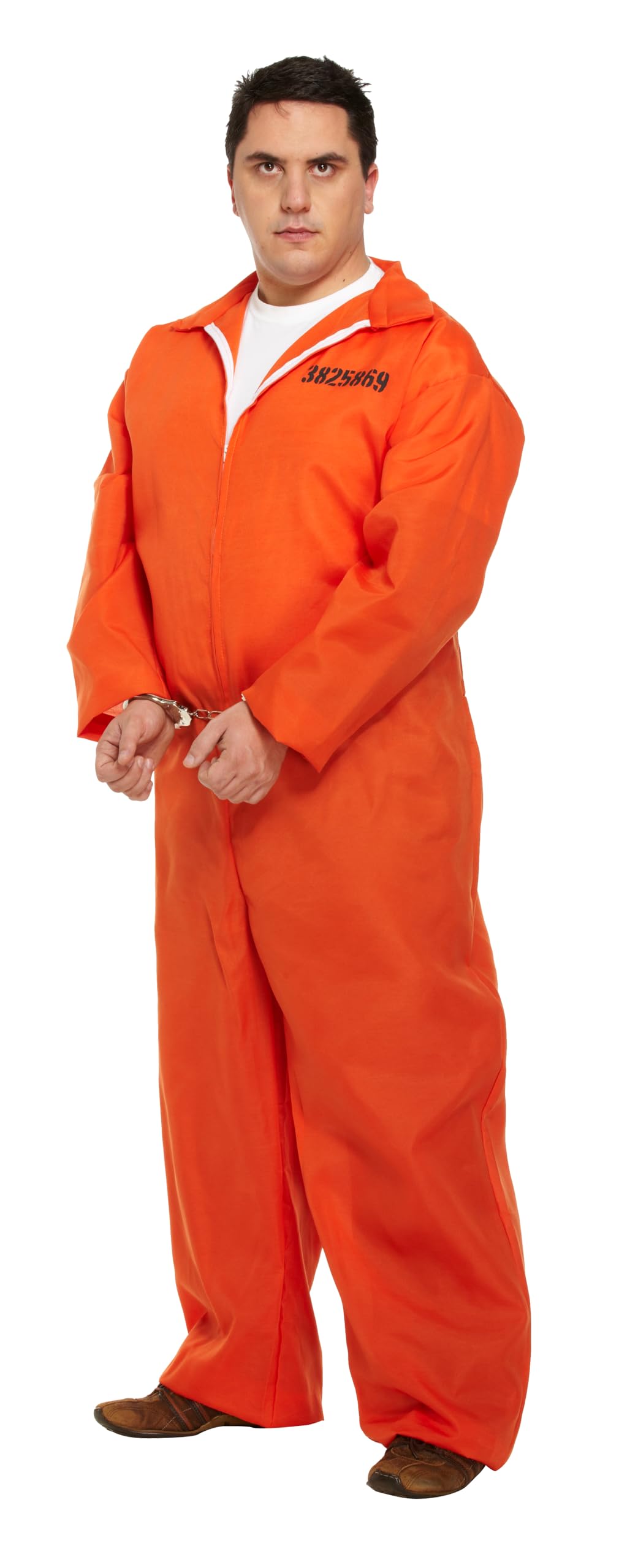HENBRANDT Adult Men’s Orange Prison Jumpsuit Fancy Dress Costume Convict Boiler Suit Prisoner Overalls Jail Jump Suit Dress Up Outfit Mens Fancy Dress Costume (XL)