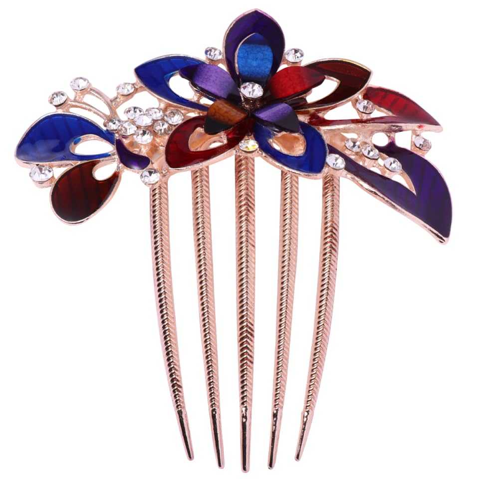 Lurrose Flower Bride Hair Comb Rhinestone Headpiece Wedding Headdress Party Hair Ornament for Women Girls