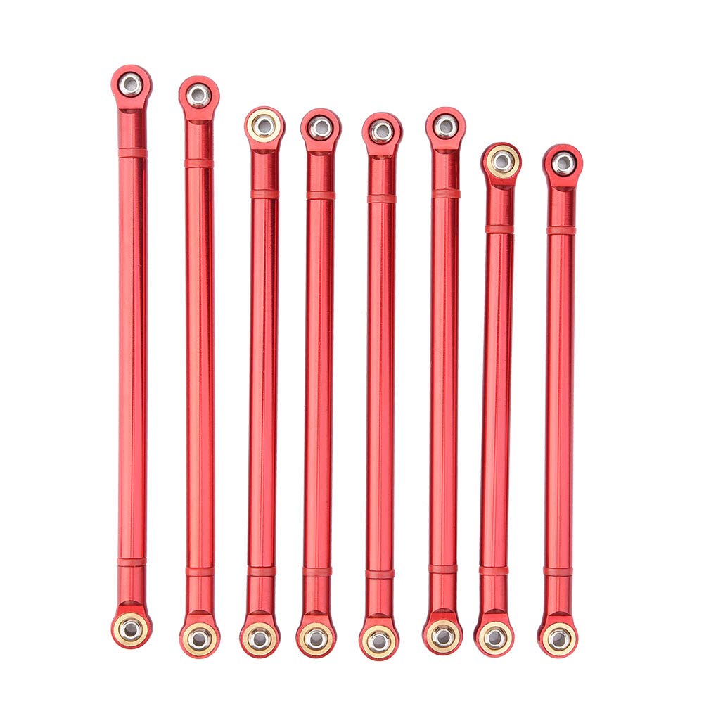 Dilwe RC Car Chassis Link Rod, 8 Pcs Aluminum Alloy Chassis Link Rod for SCX10 1/10 Scale 313mm Wheelbase RC Crawler Car(Red)
