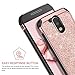 BENTOBEN Phone Case Compatible with Moto Moto G4 Plus Case, 2 in 1 Luxury Glitter Bling Hybrid Hard Cover Laminated with Sparkly Shiny Faux Leather Shockproof Bumper Protective Case, Rose Gold