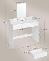 VASAGLE White Makeup Vanity Dressing Table with Large Mirror 2 Drawers 3 view 6