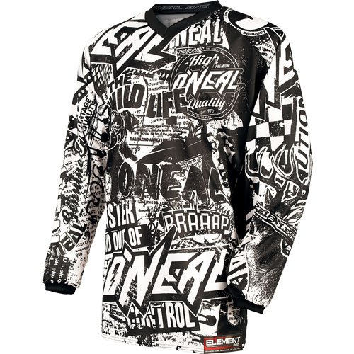 O'Neal Racing Element Wild Men's Off-Road Motorcycle Jersey - Black/White / Medium