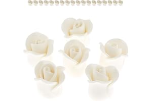 Global Sugar Art Edible Rose Sugar Cake Flowers, White Unwired, Very Small, 18 Count by Chef Alan Tetreault