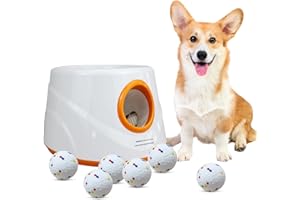 Automatic Ball Launcher for Dogs with 6pcs 2.3 Inch Etpu Tennis Balls,Thrower Distance 20-45ft,interacive Dog Toys for Indoor