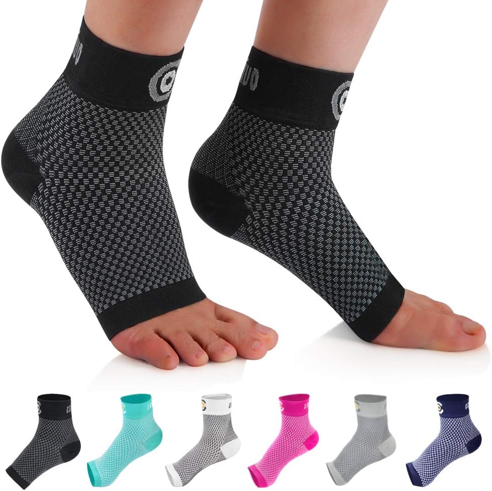 CAMBIVO 2 Pairs Plantar Fasciitis Socks, Ankle Support Compression Foot Sleeve for Men and Women, Arch Support for Foot Pain, Heel Swelling(Black, Medium): Beauty