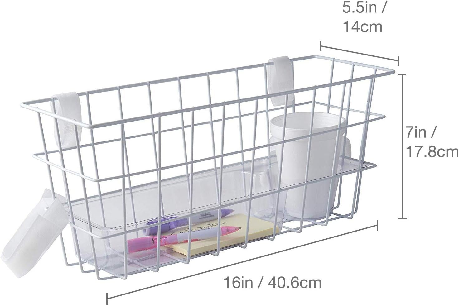 HealthSmart Universal Walker Storage Basket with Insert Tray and Cup Holder, No Tools Needed, White: Health & Personal Care
