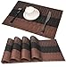 Famibay Bamboo PVC Weave Placemats Non-Slip Table Mats for Kitchen Table Set of 6-30x45 cm (Set of 6 Coffee)