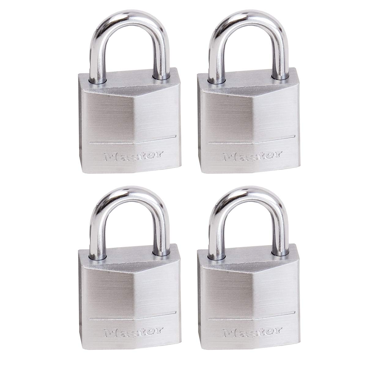 Master Lock 629EURQ Pack of 4 Marine 20mm Padlocks with Key, Grey use for Luggage, Recreation, Tool Boxes